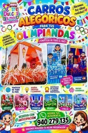 Carro alegórico temático de olimpiadas