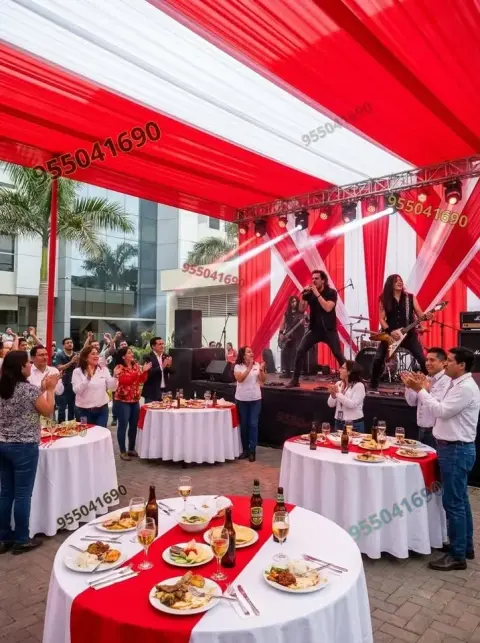 Servicio de sonido potente con DJ profesional y luces para aniversarios de empresas en Santa