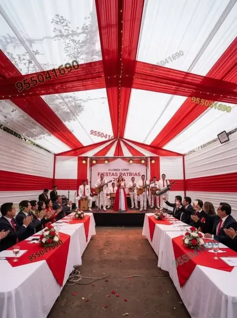 Alquiler de escenario con podio y sonido profesional para discursos corporativos