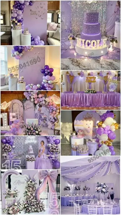 Alquiler de toldos con telas lila malva y violeta en Chimbote