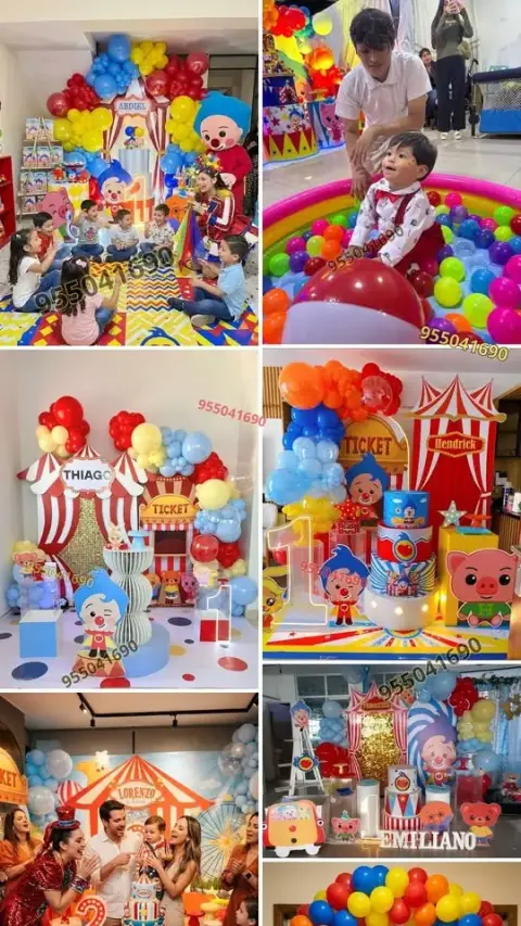 Toldos decorados del payasito Plim Plim en Santa