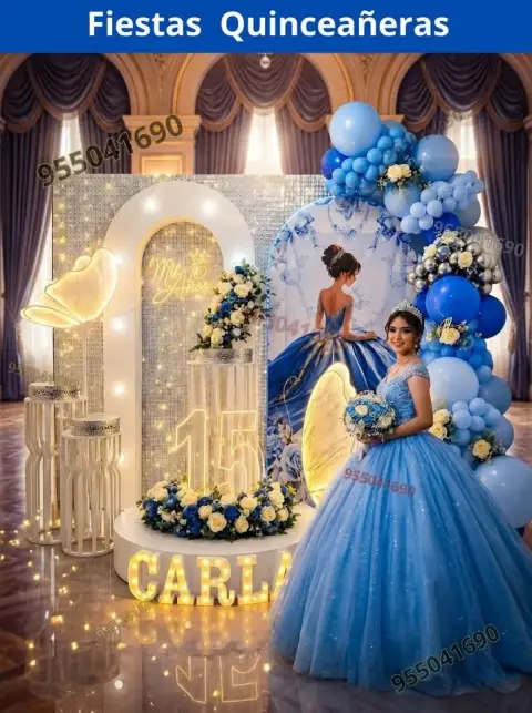 Modelos de decoracion de 15 años en celeste bebe y turquesa Chimbote