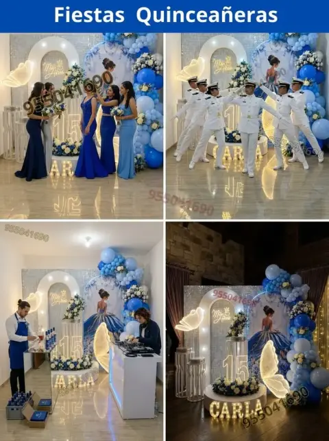 Modelos de decoracion de 15 años en celeste bebe y turquesa Chimbote