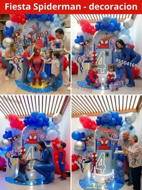 Decoración de Spiderman para cumpleaños de 4 años en Chimbote