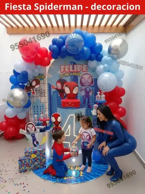 Decoracion de Spiderman para cumpleaños de 4 años adaptable a casa Chimbote