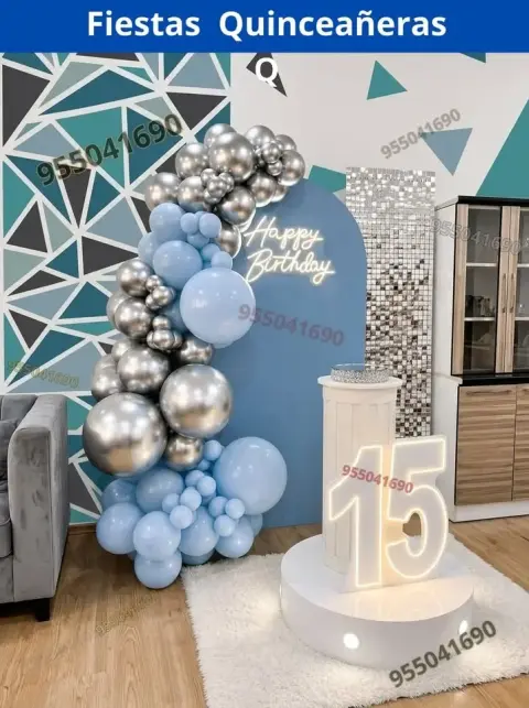 Decoracion sencilla para quinceañera y quino express en casa Nuevo Chimbote