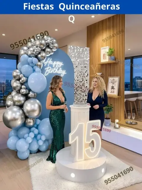 Decoracion sencilla para quinceañera y quino express en casa Nuevo Chimbote