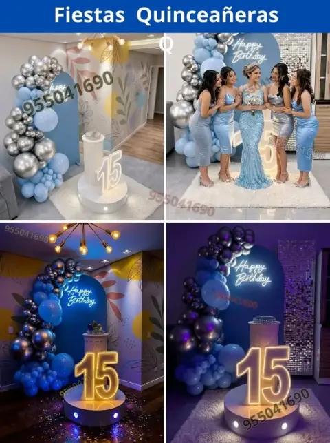 Fiesta de quinceañera economica en casa con globos metalicos Nuevo Chimbote