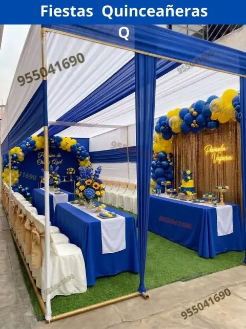 Tematica en color azul con amarillo para quinceañeras Nuevo Chimbote
