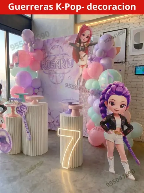 Estructuras y banner de Las Guerreras K-pop en Nuevo Chimbote
