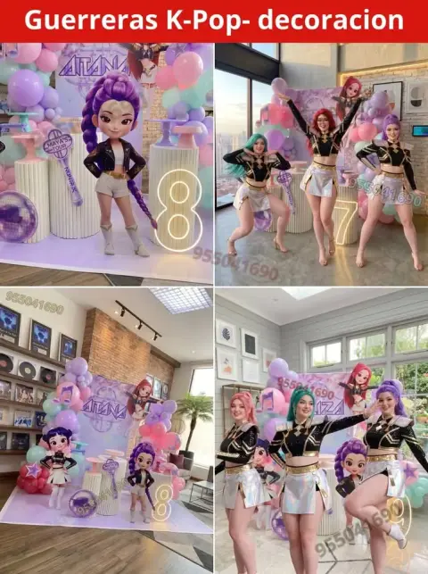 Lona publicitaria y parantes de Las Guerreras K-pop en Chimbote