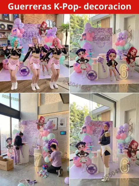 Grupo decorativo de banners de las guerreras K-pop demon hunter Casma