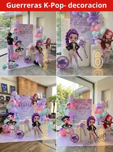 Conjunto decorativo de banner y fondo de las guerreras K-pop Coishco
