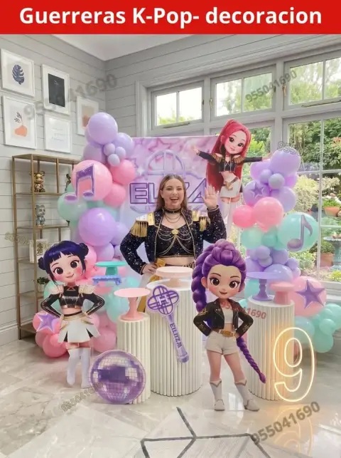 Conjunto decorativo de banner y fondo de las guerreras K-pop Coishco