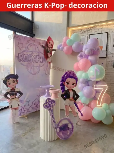 Conjunto decorativo de banner y fondo de las guerreras K-pop Coishco