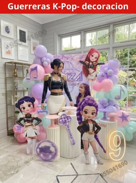 Decoración temática de Las Guerreras K-pop en Nuevo Chimbote