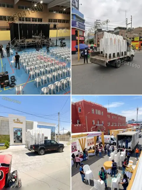 Paquete de sillas, mesas y sonido para evento en Nuevo Chimbote