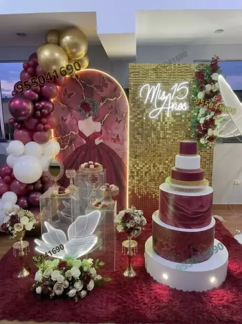Fiestas en tonos color borgoña y plata para quince años Chimbote