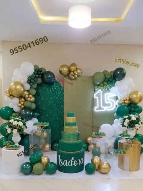 Quince años en verde esmeralda con paneles Shimmer en Casma