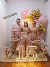 Decoración estilo princesa en rosa palo y blanco en Chimbote