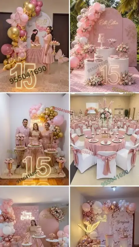 Decoración estilo princesa en rosa palo y blanco en Chimbote
