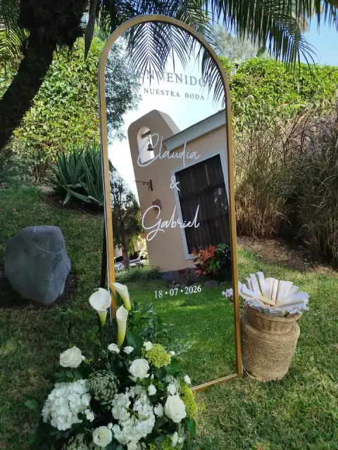 Espejo selfie de bienvenida en alquiler