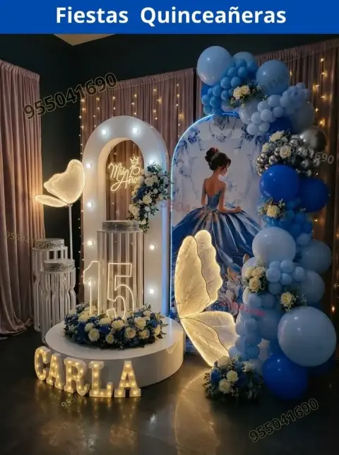Decoración de 15 años en casa o salón — todos los colores (desde S/ 120)