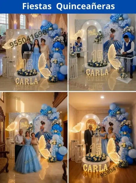 Decoración de 15 años en casa o salón — todos los colores (desde S/ 120)