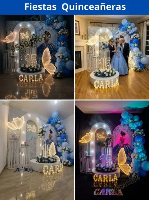 Decoración de 15 años en casa o salón — todos los colores (desde S/ 120)