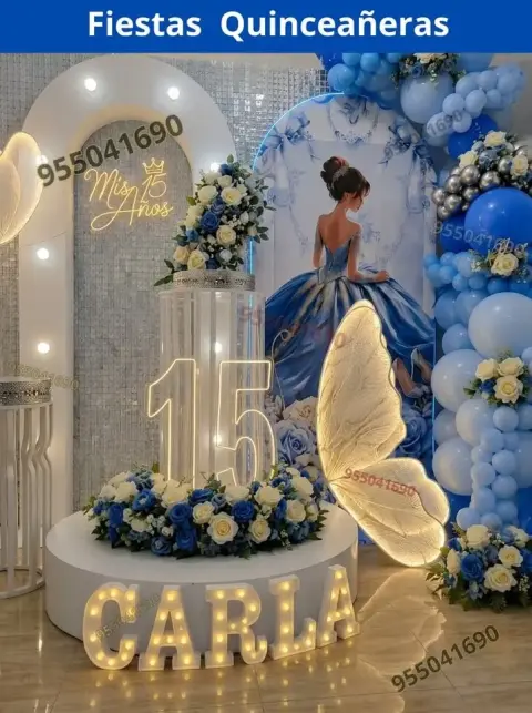 Decoración de 15 años en casa o salón — todos los colores (desde S/ 120)