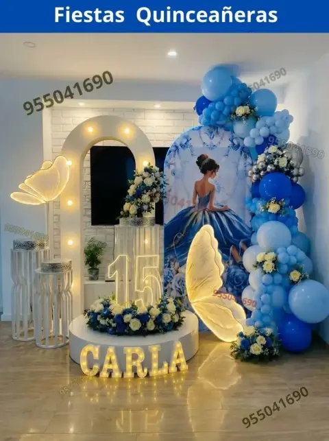 Decoración de 15 años en casa o salón — todos los colores (desde S/ 120)