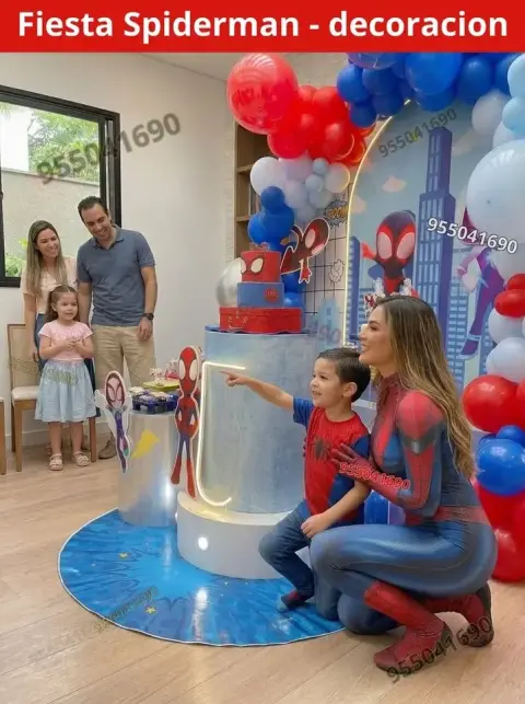 Decoración de Spiderman y el Hombre Araña para los 4 años (S/ 300)