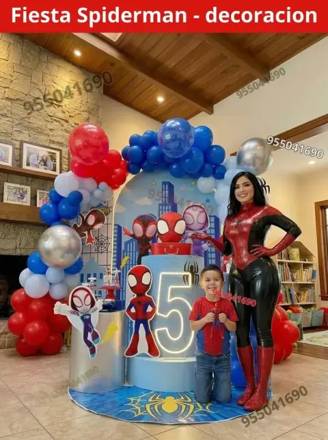 Decoración de Spiderman y el Hombre Araña para los 4 años (S/ 300)