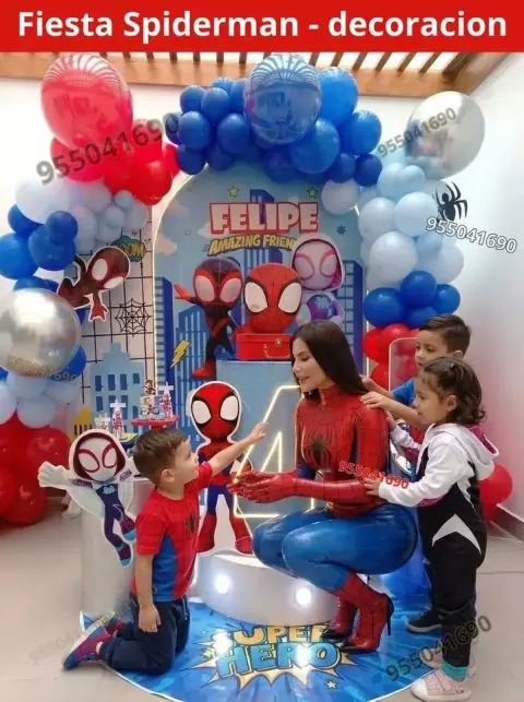 Decoración de Spiderman y el Hombre Araña para los 4 años (S/ 300)