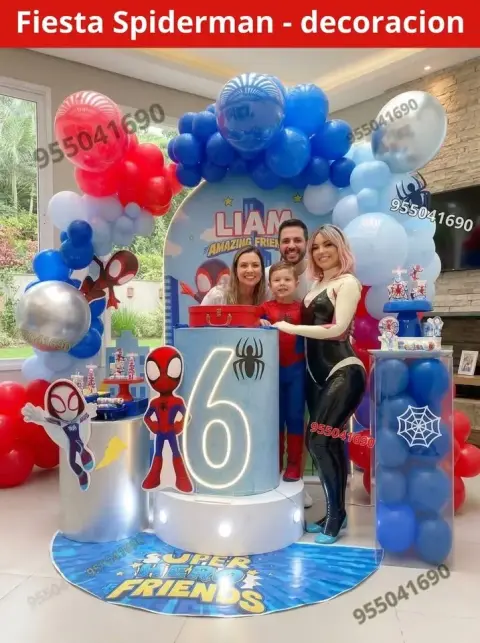 Decoración de Spiderman y el Hombre Araña para los 4 años (S/ 300)