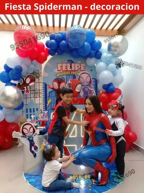 Decoración de Spiderman y el Hombre Araña para los 4 años (S/ 300)