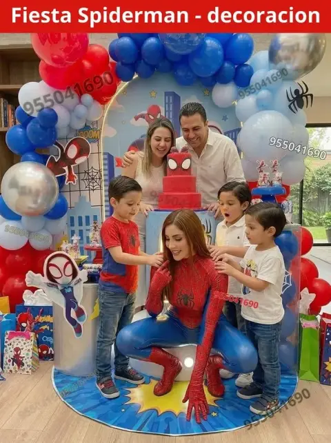 Decoración de Spiderman y el Hombre Araña para los 4 años (S/ 300)