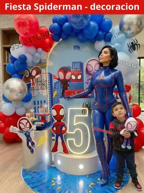 Decoración de Spiderman y el Hombre Araña para los 4 años (S/ 300)