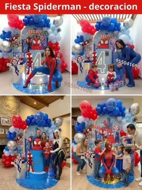 Decoración de Spiderman y el Hombre Araña para los 4 años (S/ 300)