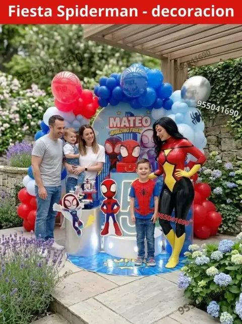 Decoración de Spiderman y el Hombre Araña para los 4 años (S/ 300)