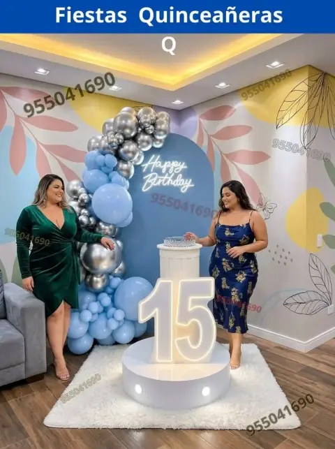 Decoración de 15 años en casa o salón — todos los colores (desde S/ 120)