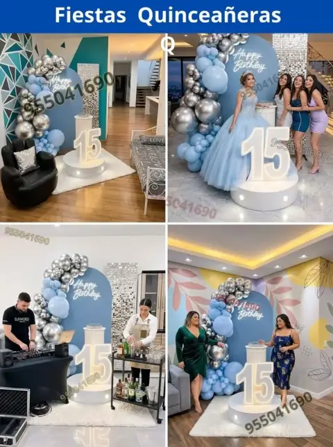 Decoración de 15 años en casa o salón — todos los colores (desde S/ 120)