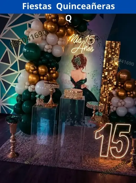 Decoración de 15 años en casa o salón — todos los colores (desde S/ 120)