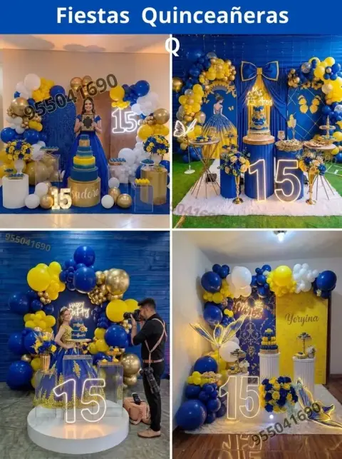 Decoración de 15 años en casa o salón — todos los colores (desde S/ 120)