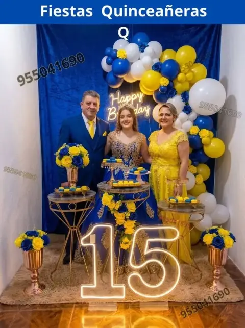 Decoración de 15 años en casa o salón — todos los colores (desde S/ 120)
