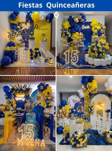 Decoración de 15 años en casa o salón — todos los colores (desde S/ 120)