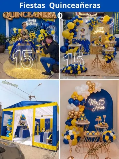 Decoración de 15 años en casa o salón — todos los colores (desde S/ 120)