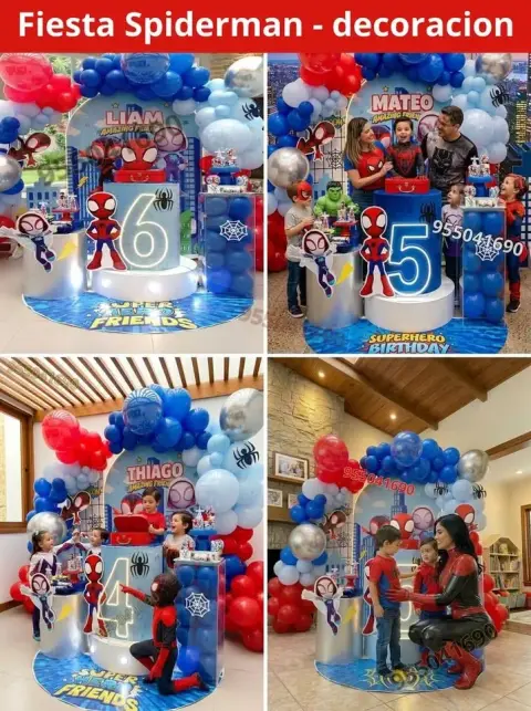 Decoración de Spiderman y el Hombre Araña para los 4 años (S/ 300)