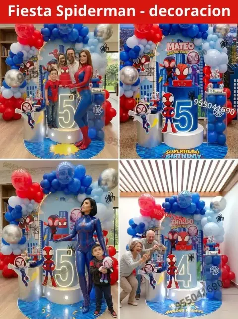 Decoración de Spiderman y el Hombre Araña para los 4 años (S/ 300)
