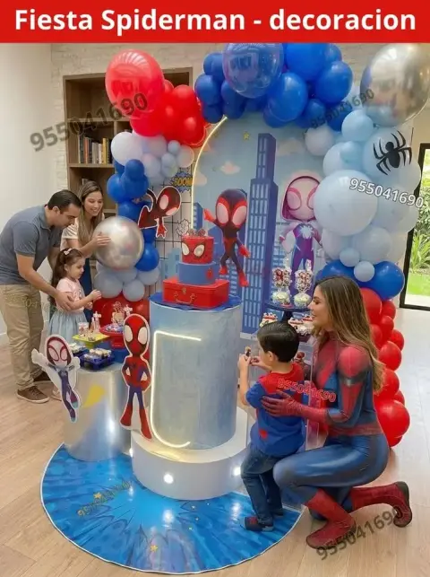 Decoración de Spiderman y el Hombre Araña para los 4 años (S/ 300)